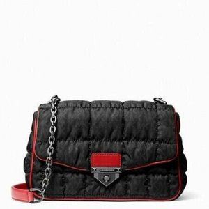 MICHAEL KORS SOHO BLACK LOGO QUILT NYLON CHAIN CROSSBODY SHOULDER BAG NWT!